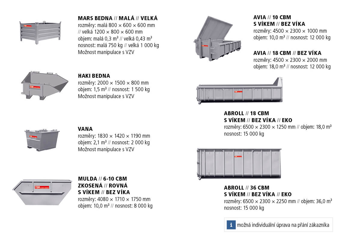 Kontejnery TSR k zapůjčení